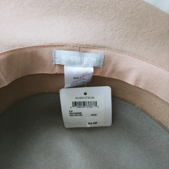 Nordstrom Panama  Wool Felt Hat Blush Pink/Gray NWT - Picture 6 of 8